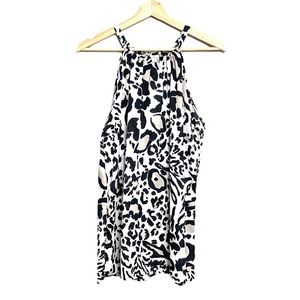 Bibi Black White and Tan Leopard Print Halter Top Size  Medium NWT